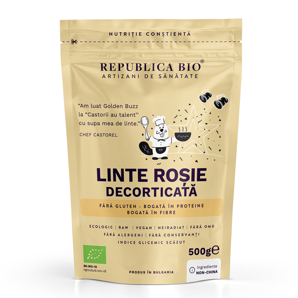 Linte rosie Bio decorticat, 500 g, Republica Bio