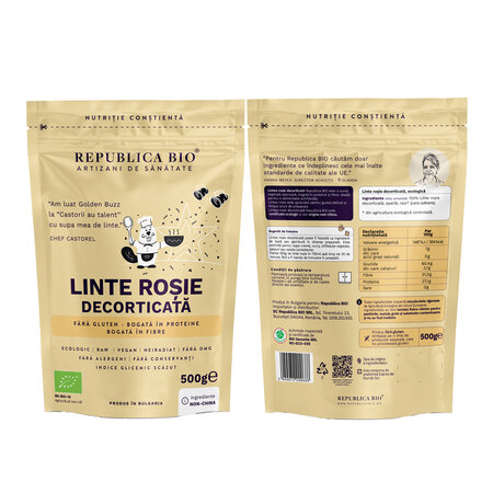 Linte rosie Bio decorticat, 500 g, Republica Bio 702031