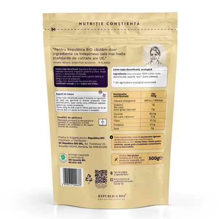 Linte rosie Bio decorticat, 500 g, Republica Bio 702029