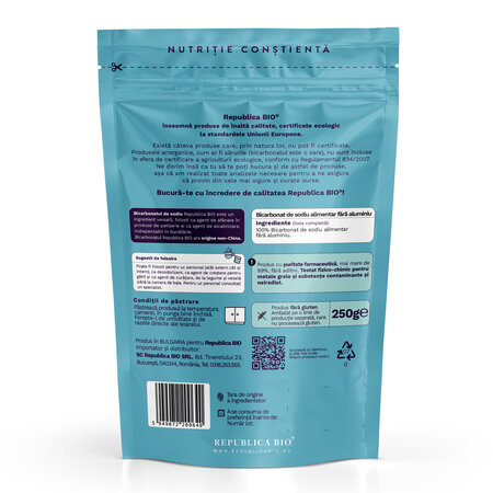 Bicarbonat de sodiu alimentar Bio fara aluminiu, 250 g, Republica Bio 701969