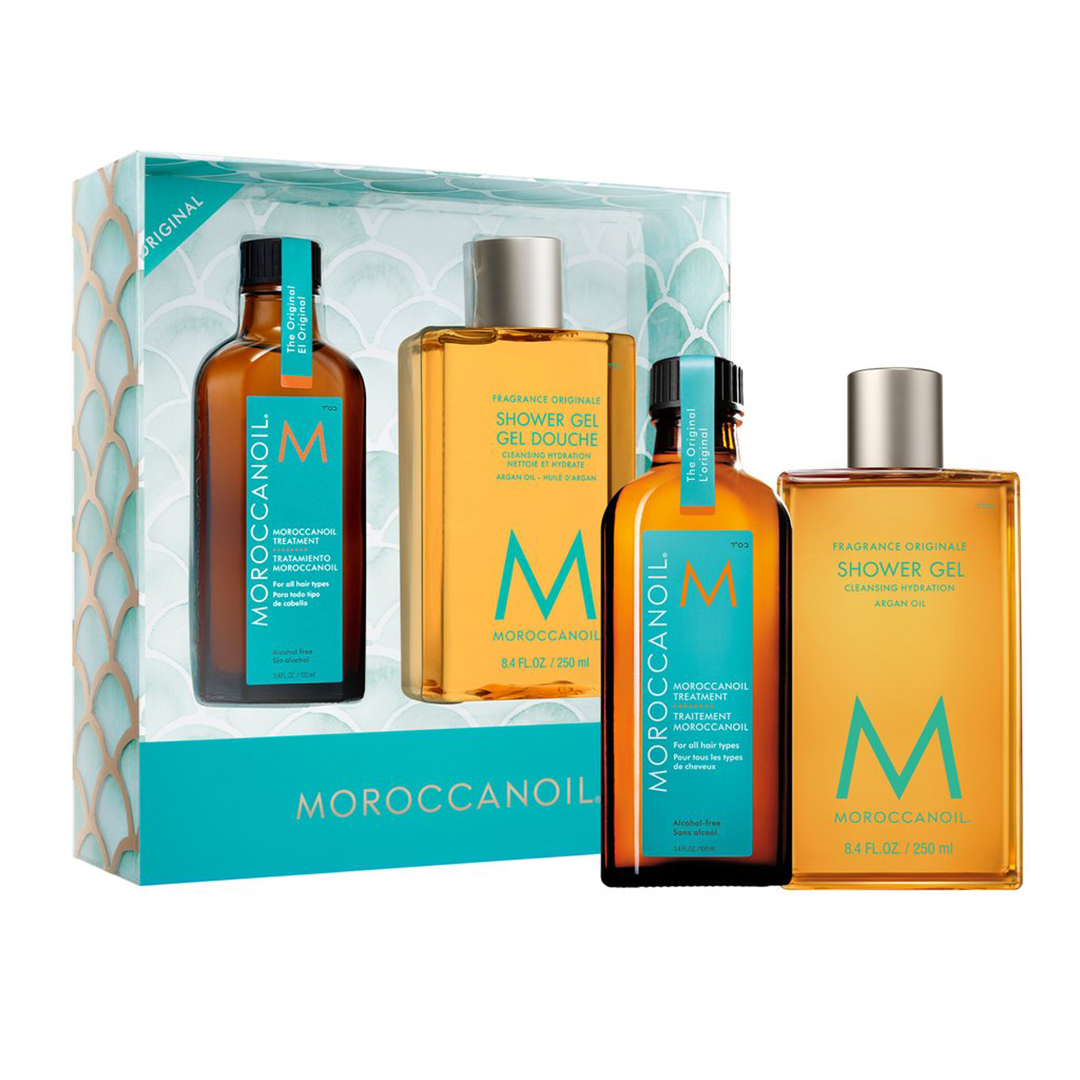 Pachet Everyday Escape Tratament pentru toate tipurile de par, 100 ml, Moroccanoil + Gel de dus original, 250 ml, Moroccanoil