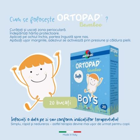 Ocluzor pentru copii Soft Medium Boys Ortopad Master-Aid, 76x54 mm, 20 bucati, Pietrasanta Pharma 669249