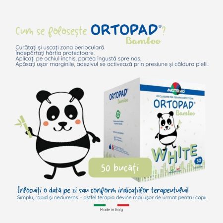 Ocluzor pentru copii Alb Mediu Ortopad Master-Aid, 76x54 mm, 50 bucati, Pietrasanta Pharma 669219