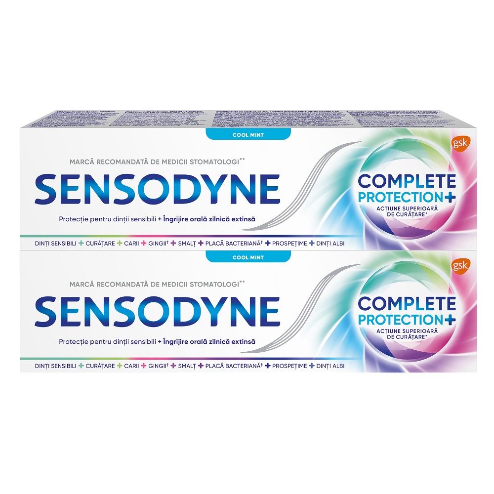 Pachet Pasta de dinti Complete Protection, Cool Mint, 75 ml + 75 ml, Sensodyne