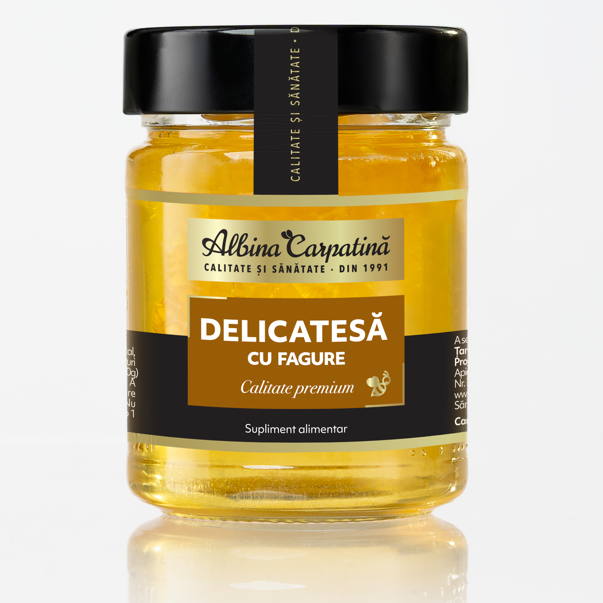 Delicatesa cu fagure Albina Carpatina, 360 g, Apicola