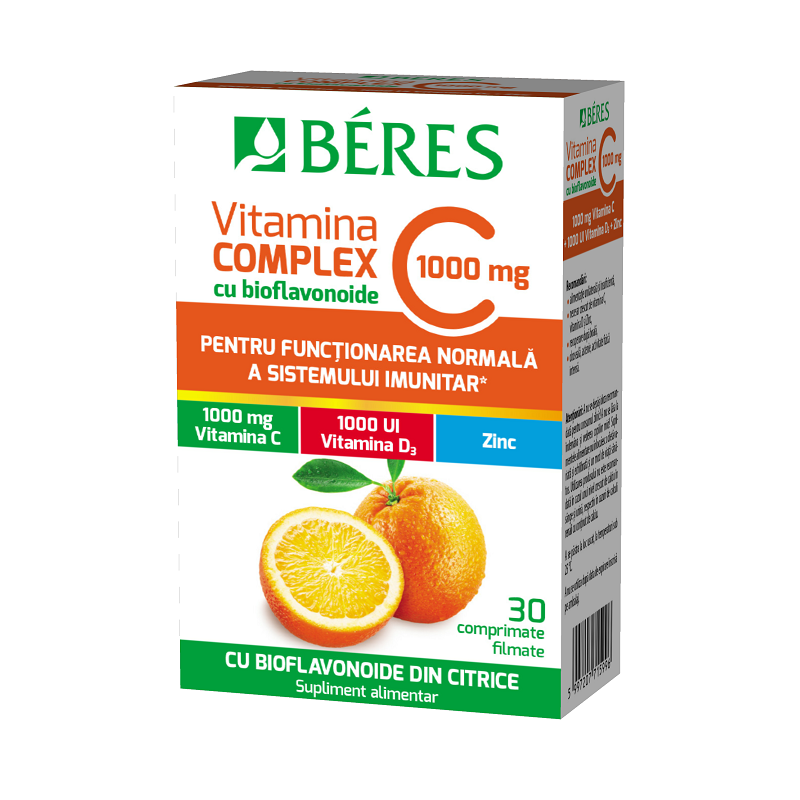 Vitamina C Complex cu bioflavonoide 1000 mg, 30 comprimate, Beres Pharmaceuticals Co