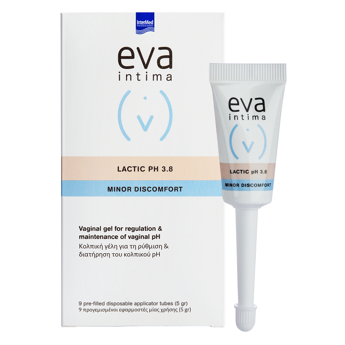 Gel vaginal pentru reglarea si mentinera pH-ului vaginal Eva Intima pH 3.8, 9 aplicatoare vaginale, Interme