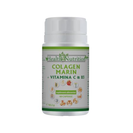 Colagen marin Forte + Vitamina B3 + Vitamina C, 60 tablete, Health Nutrition
