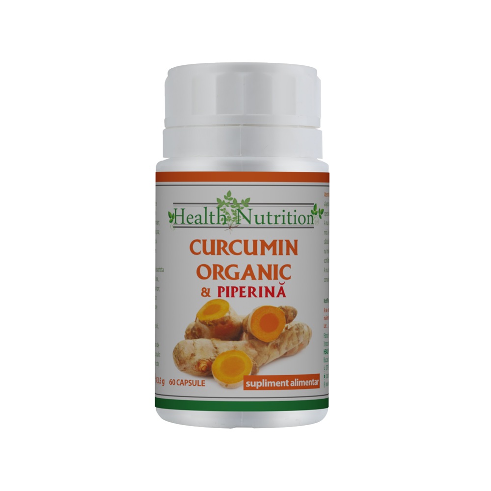 Curcumin Organic + Piperina, 60 capsule, Health Nutrition