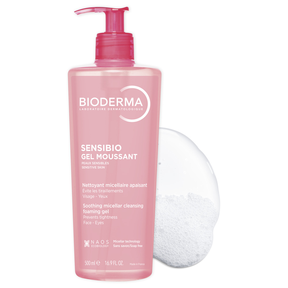 Gel spumant calmant si hidratant Sensibio, 500 ml, Bioderma