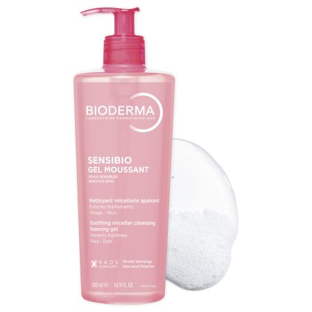 Gel spumant calmant si hidratant Sensibio, 500 ml, Bioderma