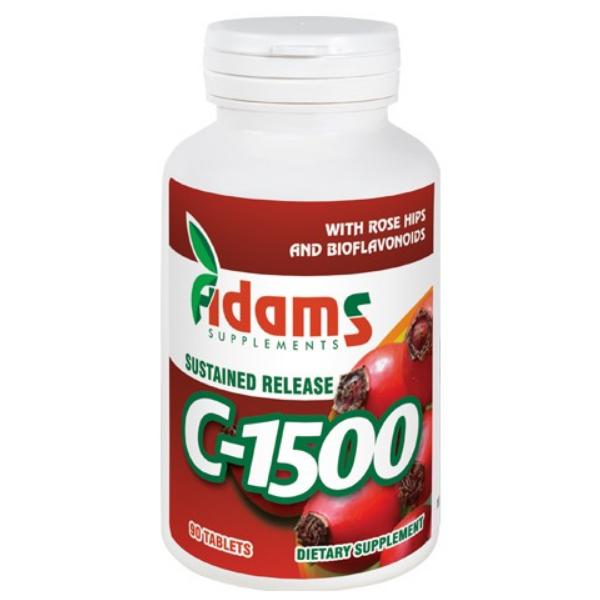 Vitamina C-1500 cu macese, 90 tablete, Adams Vision