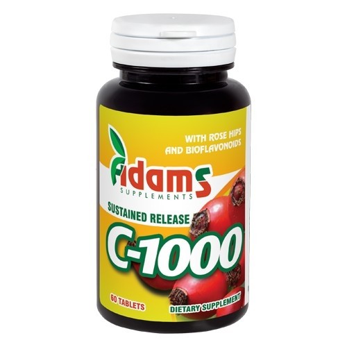 Vitamina C 1000 cu macese, 60 tablete, Adams Vision