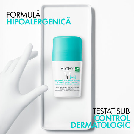 Deodorant roll-on antiperspirant eficacitate 48h, 50 ml, Vichy 723226