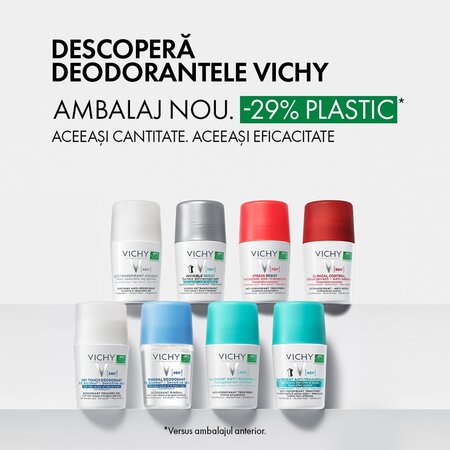 Deodorant roll-on mineral fara saruri de aluminiu 48h, 50 ml, Vichy 664972