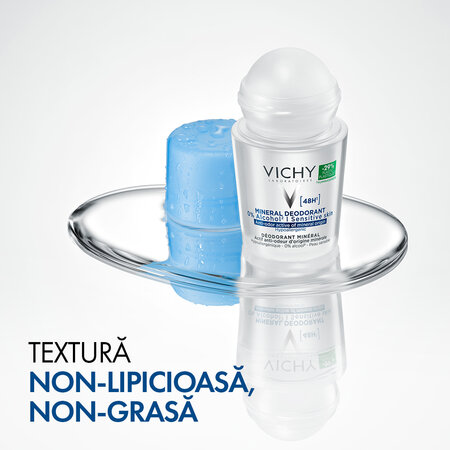 Deodorant roll-on mineral fara saruri de aluminiu 48h, 50 ml, Vichy 664970