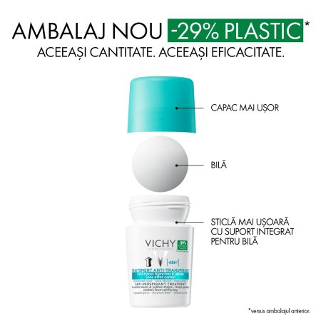Deodorant roll-on antiperspirant anti-urme 48h, 50 ml, Vichy 656897