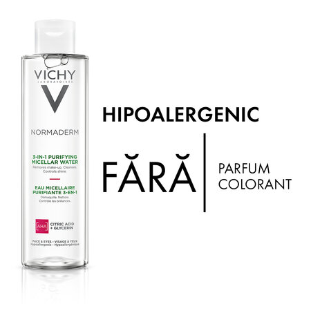 Apa micelara pentru demachierea tenului sensibil, gras sau cu tendinta acneica Normaderm, 200 ml, Vichy 599746