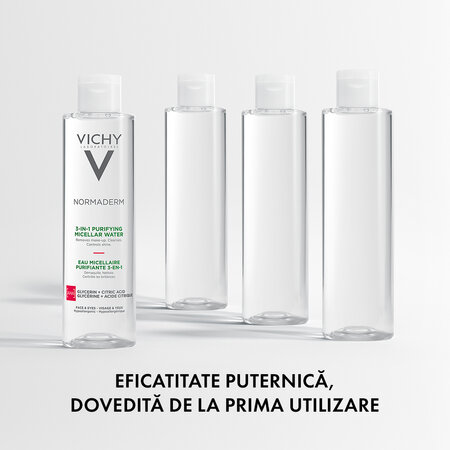 Apa micelara pentru demachierea tenului sensibil, gras sau cu tendinta acneica Normaderm, 200 ml, Vichy 599739