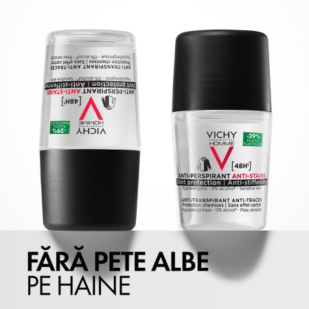 Deodorant roll-on antiperspirant pentru barbati eficacitate 48h, 50 ml, Vichy 656941