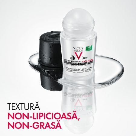 Deodorant roll-on antiperspirant pentru barbati eficacitate 48h, 50 ml, Vichy 656940