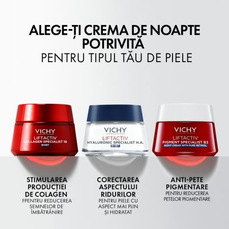 Crema antirid de noapte Liftactiv Hyaluronic Specialist HA, 50 ml, Vichy 674588