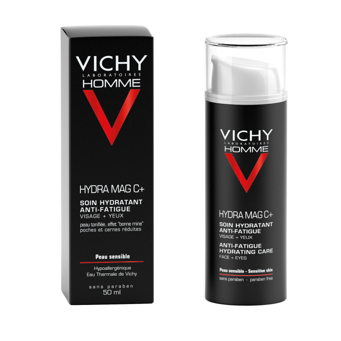 Crema hidratanta cu efect anti-oboseala pentru fata si zona ochilor Hydra Mag C, 50 ml, Vichy Homme