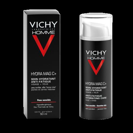 Crema hidratanta cu efect anti-oboseala pentru fata si zona ochilor Hydra Mag C, 50 ml, Vichy Homme