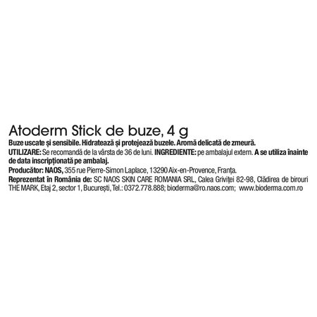 Stick buze Atoderm, 4 g, Bioderma 702241