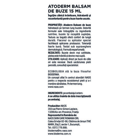 Balsam de buze Atoderm, 15 ml, derma 751501