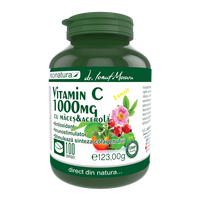 Vitamina C 1000 mg Lamaie cu macese si acerola, 100 comprimate, Pro Natura