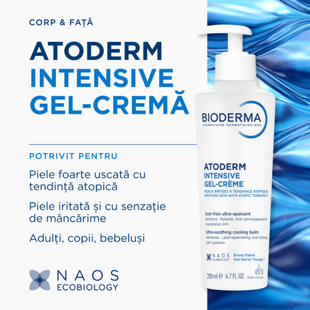 Gel crema pentru piele uscata cu tendinta atopica Atoderm Intensive, 200 ml, Bioderma 752654