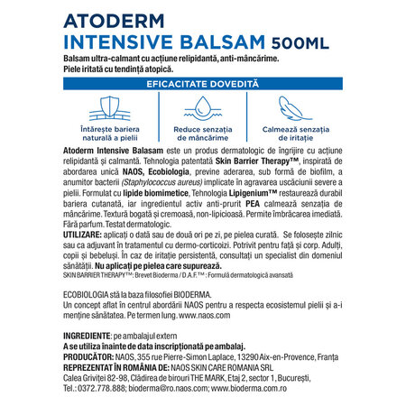 Balsam restructurant si calmant pentru piele atopica Atoderm Intensive, 500 ml, derma 751719