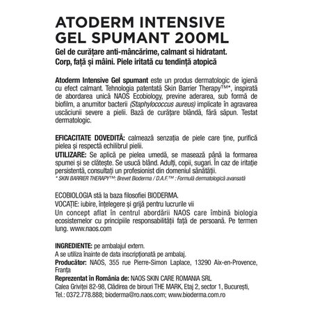 Gel spumant Atoderm Intensive, 200 ml, Bioderma 752784