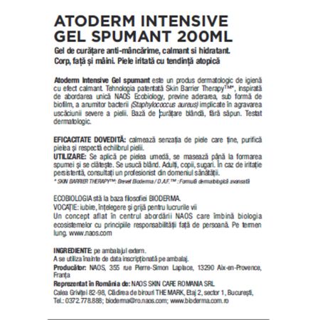 Gel spumant Atoderm Intensive, 200 ml, Bioderma 675201