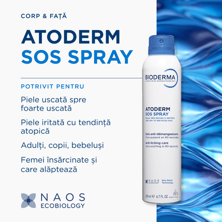 Spray anti-prurit cu efect calmant imediat Atoderm SOS, 200 ml, Bioderma 753097