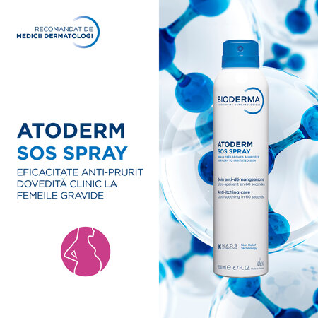 Spray anti-prurit cu efect calmant imediat Atoderm SOS, 200 ml, Bioderma 753099