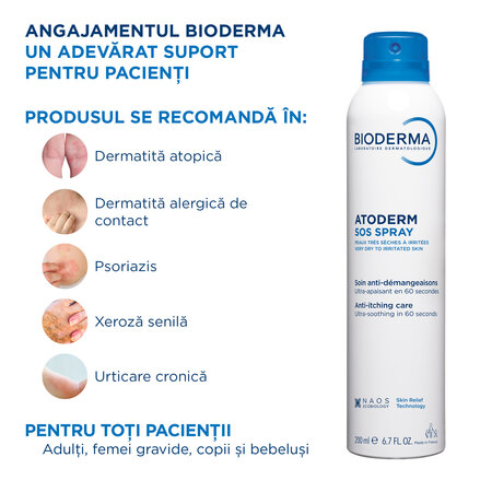 Spray anti-prurit cu efect calmant imediat Atoderm SOS, 200 ml, Bioderma 702176