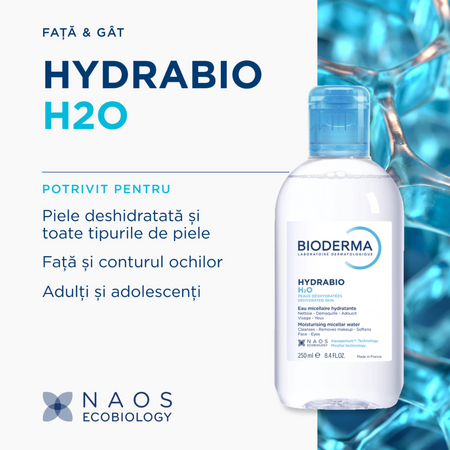 Apa micelara hidratanta Hydrabio H2O, 250 ml, Bioderma 739325