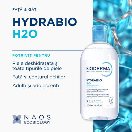 Apa micelara hidratanta Hydrabio 25 H2O, 500 ml, Bioderma 739341