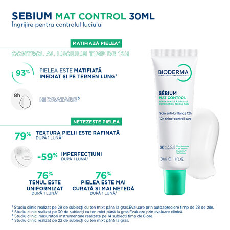 Fluid hidratant matifiant Sebium Mat Control, 30 ml, Bioderma 695024