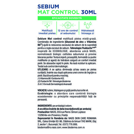 Fluid hidratant matifiant Sebium Mat Control, 30 ml, Bioderma 695030