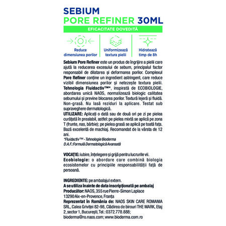 Concentrat corector pentru pori dilatati Sebium Pore Refiner, 30 ml, Bioderma 702504