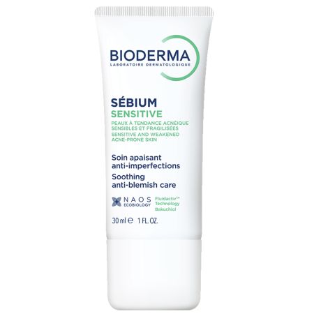 Fluid calmant si hidratant pentru pielea acneica Sebium Sensitive, 30 ml, Bioderma 675247