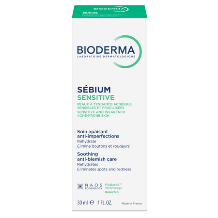 Fluid calmant si hidratant pentru pielea acneica Sebium Sensitive, 30 ml, Bioderma