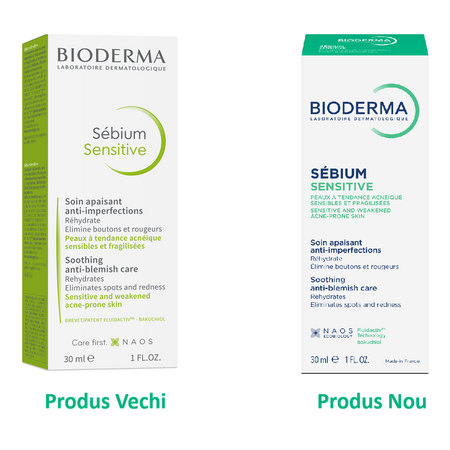Fluid calmant si hidratant pentru pielea acneica Sebium Sensitive, 30 ml, Bioderma 675246