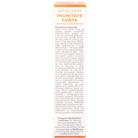 Imunitate forte Apielixir, 20 fiole x 10 ml, Albina Carpatina 723390