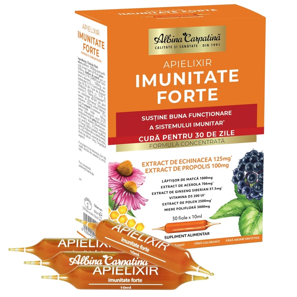 Apielixir Imunitate Forte, 30 fiole x 10 ml, Albina Carpatina