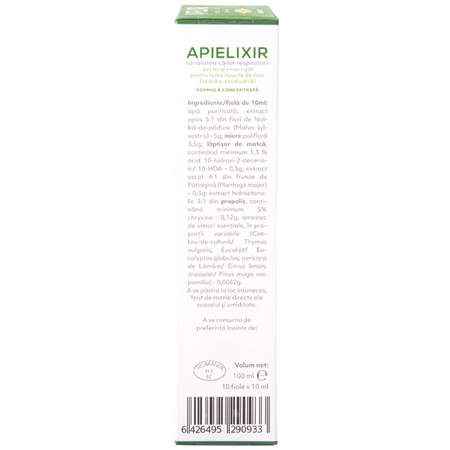 Sanatatea cailor respiratorii Apielixir, 10 fiole x 10 ml, Albina Carpatina 723255