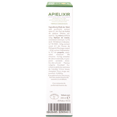 Sanatatea cailor respiratorii Apielixir, 20 fiole x 10 ml, Albina Carpatina 723244